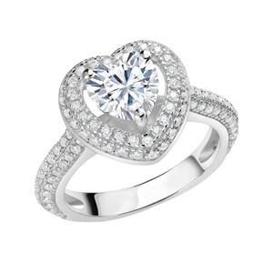 1.7CT Diamond Heart Ring Moissanite 925 Sterling Silver Gift Engagement Wedding